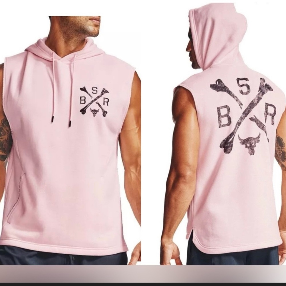 *****SOLD****Boy’s Under Armour The Rock Light Pink Sleeveless Hoodie
